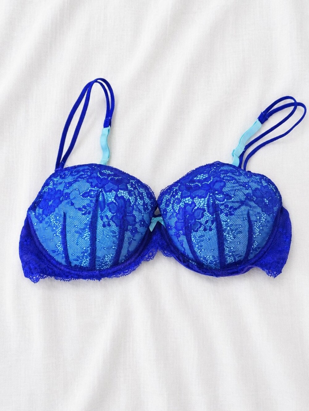 Candie's Lace Underwire Push-Up Bra in Electric Blue Size 38C